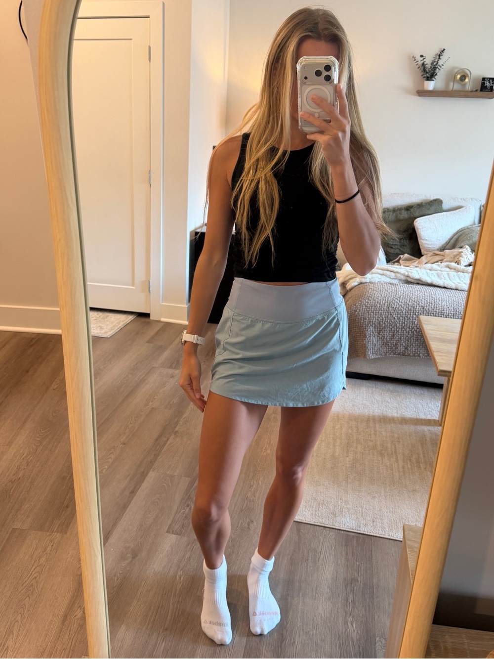 CRZ YOGA Light Blue Athletic Skort with Built-In Shorts